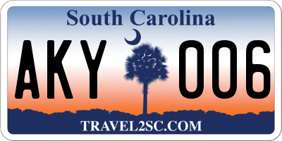 SC license plate AKY006