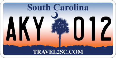 SC license plate AKY012