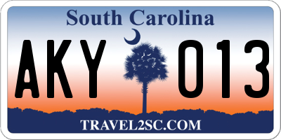 SC license plate AKY013