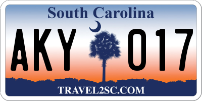 SC license plate AKY017