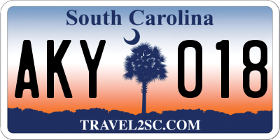 SC license plate AKY018