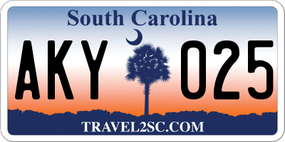 SC license plate AKY025