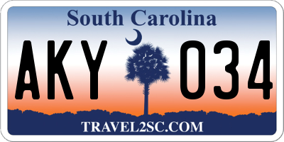 SC license plate AKY034