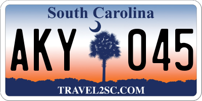 SC license plate AKY045