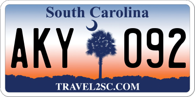 SC license plate AKY092