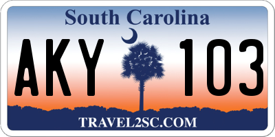 SC license plate AKY103