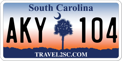 SC license plate AKY104