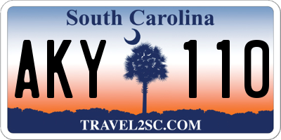 SC license plate AKY110