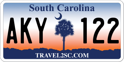 SC license plate AKY122