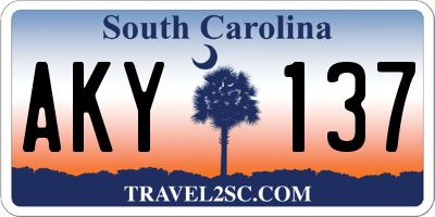 SC license plate AKY137