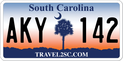 SC license plate AKY142