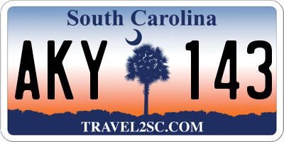 SC license plate AKY143