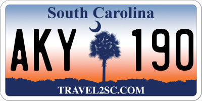 SC license plate AKY190
