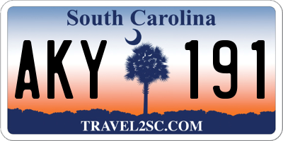 SC license plate AKY191