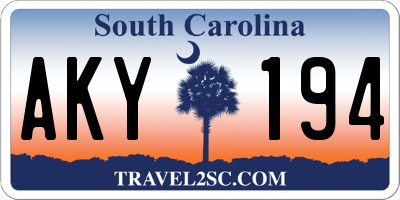 SC license plate AKY194