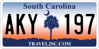 SC license plate AKY197