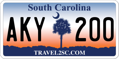 SC license plate AKY200