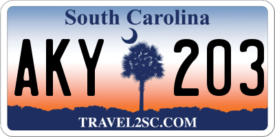 SC license plate AKY203
