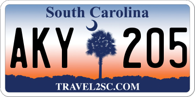 SC license plate AKY205