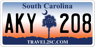 SC license plate AKY208