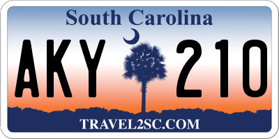 SC license plate AKY210
