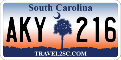 SC license plate AKY216