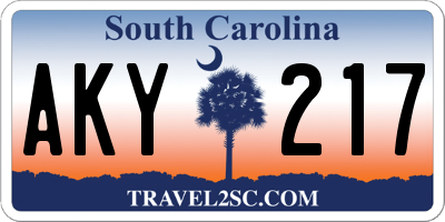 SC license plate AKY217