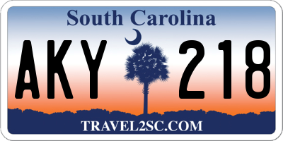 SC license plate AKY218