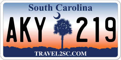 SC license plate AKY219