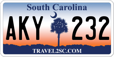 SC license plate AKY232
