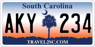 SC license plate AKY234