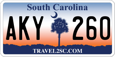 SC license plate AKY260