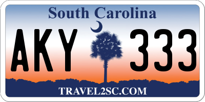 SC license plate AKY333