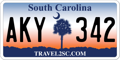 SC license plate AKY342