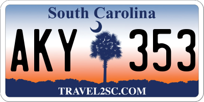SC license plate AKY353