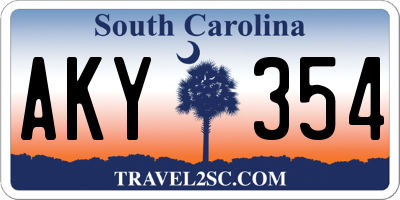 SC license plate AKY354