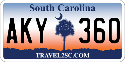 SC license plate AKY360