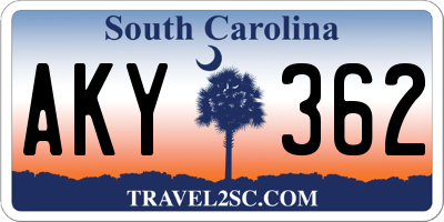 SC license plate AKY362