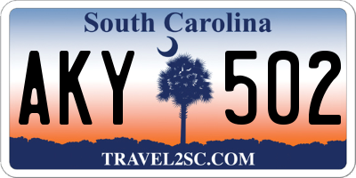 SC license plate AKY502