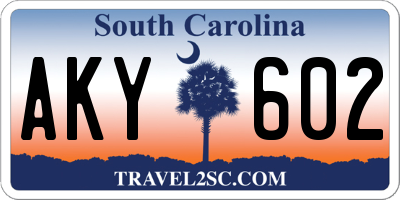 SC license plate AKY602