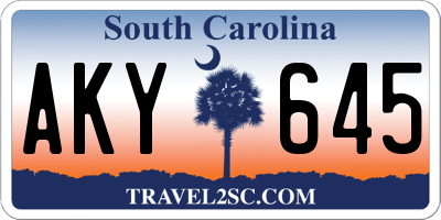 SC license plate AKY645