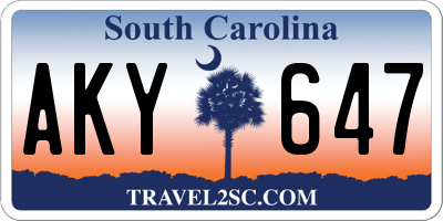 SC license plate AKY647