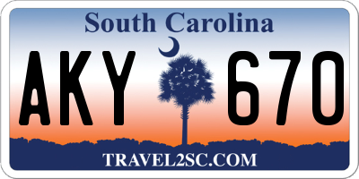 SC license plate AKY670