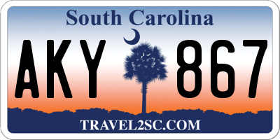 SC license plate AKY867
