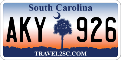 SC license plate AKY926