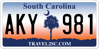 SC license plate AKY981