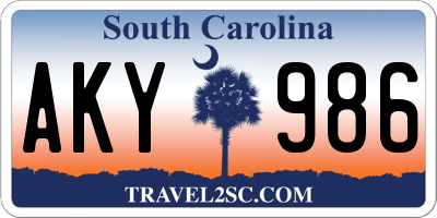 SC license plate AKY986