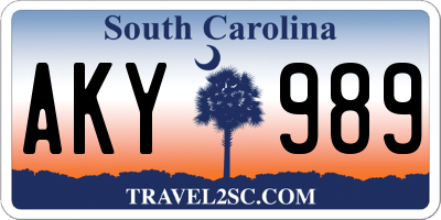 SC license plate AKY989