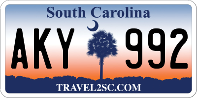 SC license plate AKY992