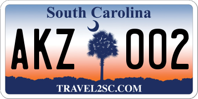 SC license plate AKZ002